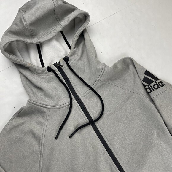 Adidas Full Zip Hoodie Sweatshirt Jacket Women’s Small Gray Thumb Holes Pockets - Picture 1 of 11